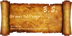 Braun Sándor névjegykártya